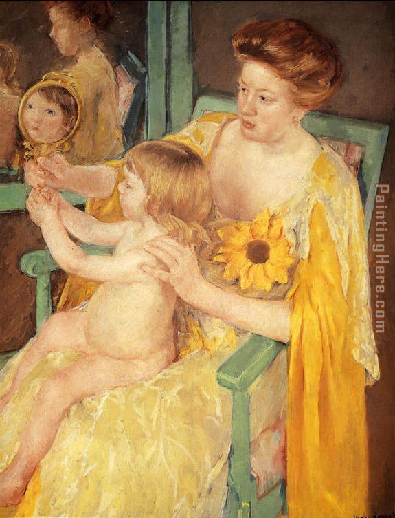 Mother Wearing A Sunflower On Her Dress painting - Mary Cassatt Mother Wearing A Sunflower On Her Dress art painting